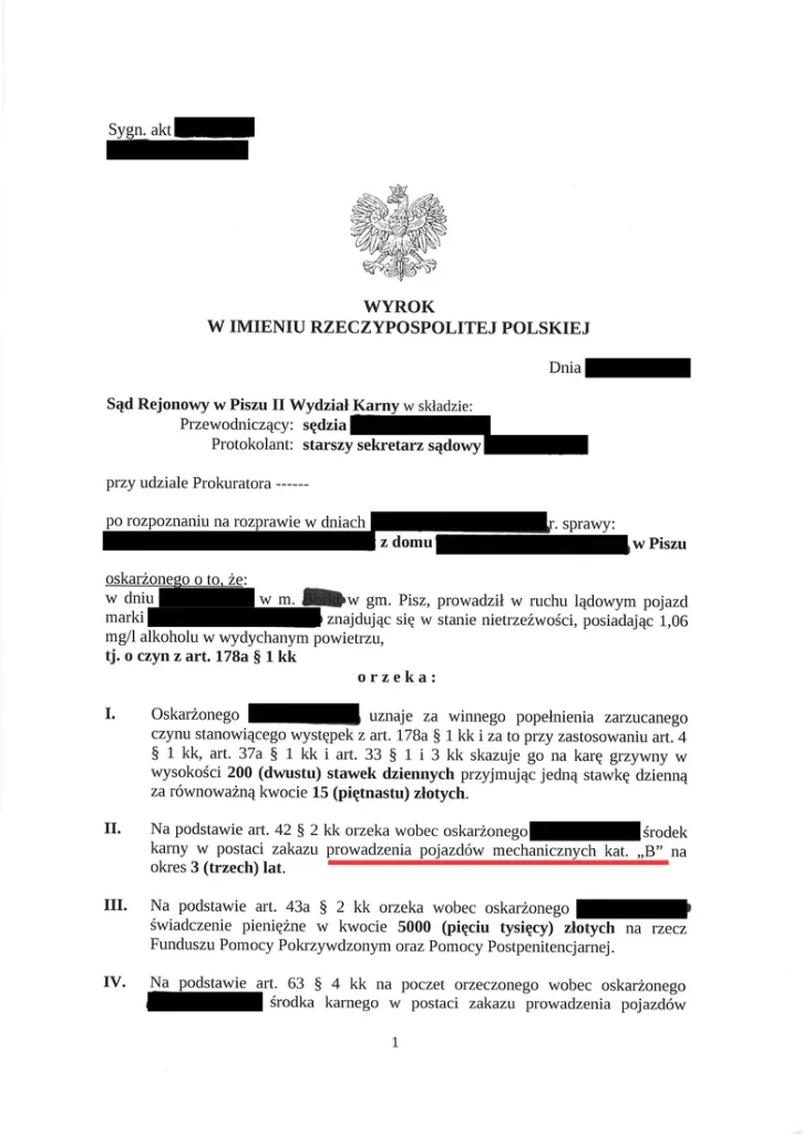 Pozytywny wyrok klienta kancelarii Skręć w Prawo, zakaz tylko na kategorię B, Pisz